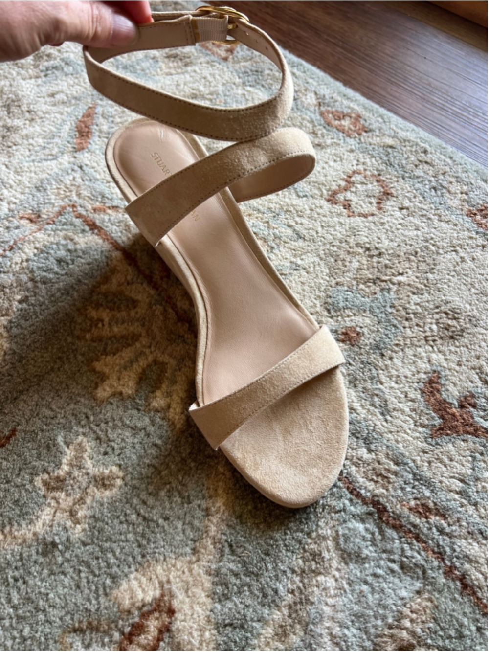 Stuart Weitzman Wedge Sandals Size 8.5 Beige - Picture 3 of 6